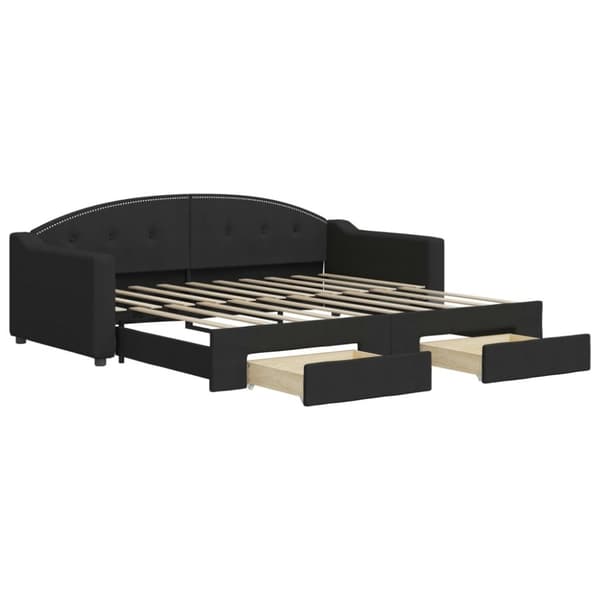 vidaXL daybed med udtræk og skuffer 90x190 cm stof sort