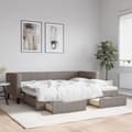 Miniatyrbillede 11 af 11: vidaXL daybed med udtræk og skuffer 80x200 cm stof gråbrun