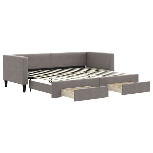 vidaXL daybed med udtræk og skuffer 80x200 cm stof gråbrun