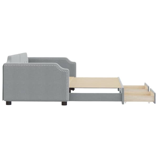 vidaXL daybed med udtræk og skuffer 100x200 cm stof lysegrå