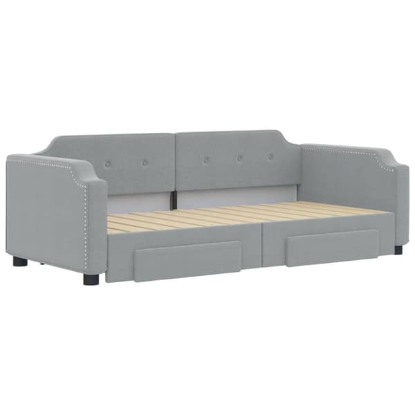 vidaXL daybed med udtræk og skuffer 100x200 cm stof lysegrå