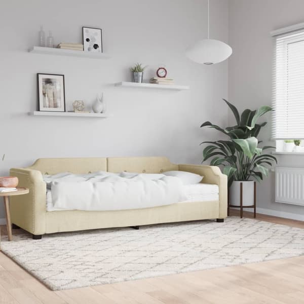 vidaXL daybed med madras 90x200 cm stof cremefarvet