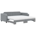 Miniatyrbillede 2 af 11: vidaXL daybed med udtræk og madras 90x190 cm stof lysegrå