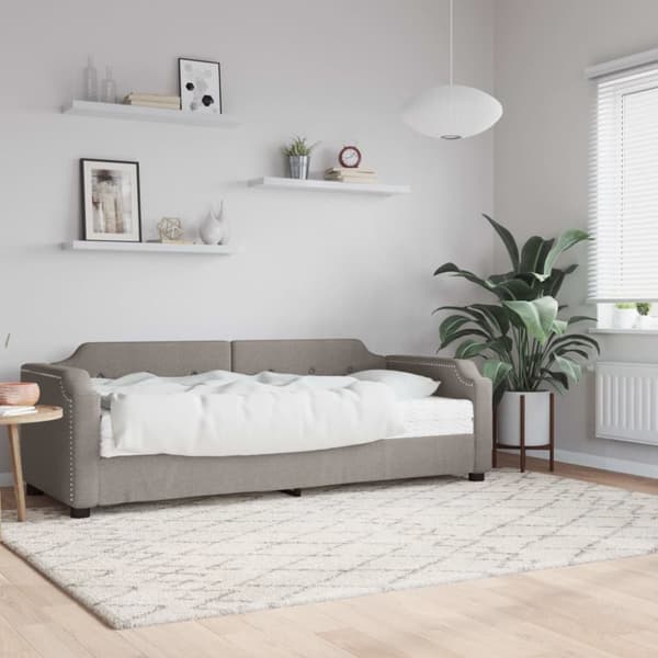vidaXL daybed med madras 90x200 cm stof gråbrun