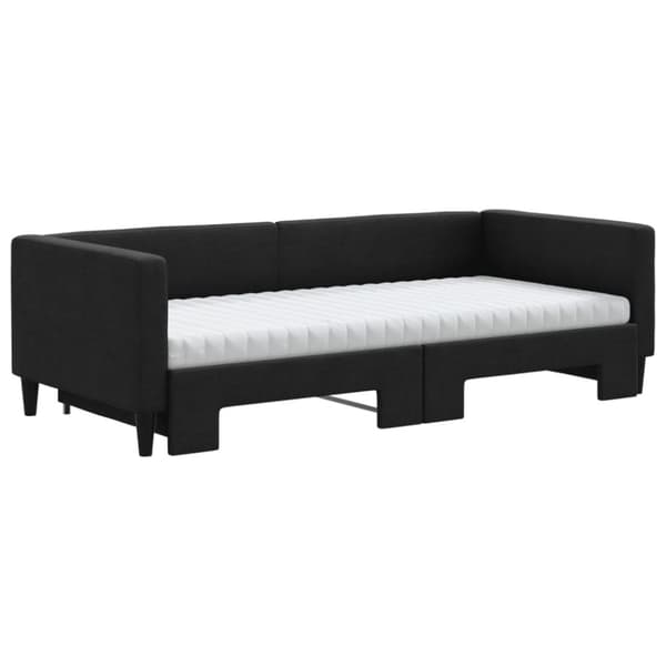 vidaXL Dagbädd utdragbar med madrasser svart 90x200 cm tyg