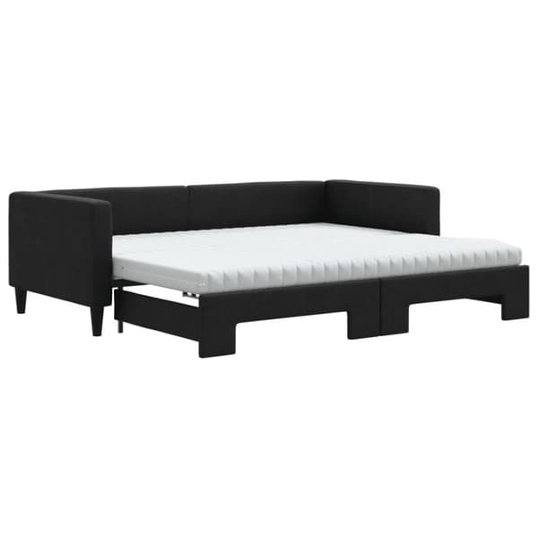 vidaXL Dagbädd utdragbar med madrasser svart 90x200 cm tyg