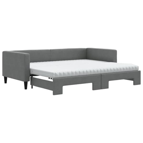 vidaXL daybed med udtræk og madras 90x200 cm stof mørkegrå