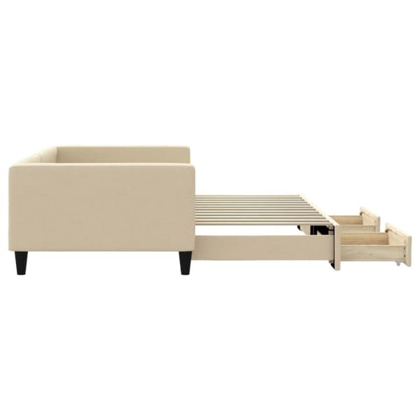 vidaXL daybed med udtræk og skuffer 100x200 cm stof cremefarvet