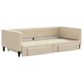 Miniatyrbillede 2 af 11: vidaXL daybed med udtræk og skuffer 100x200 cm stof cremefarvet