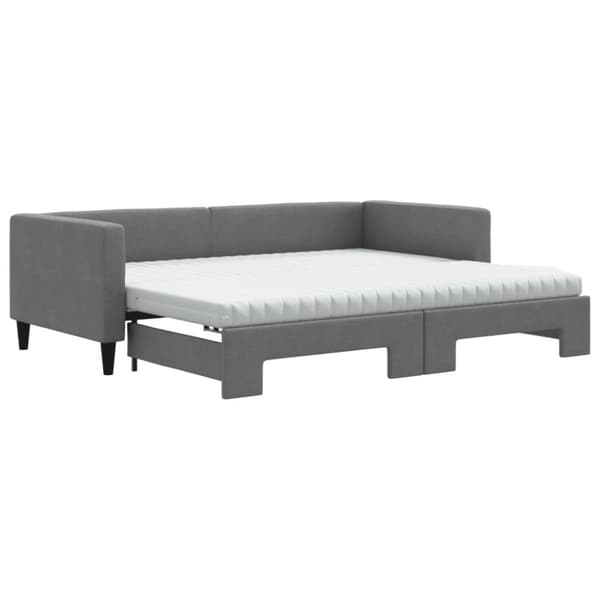 vidaXL Dagbädd utdragbar med madrasser mörkgrå 90x200 cm tyg