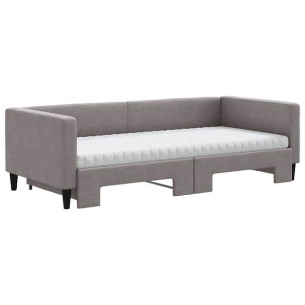 vidaXL Dagbädd utdragbar med madrasser taupe 90x200 cm tyg