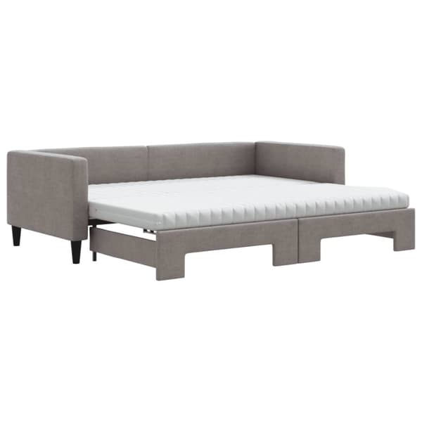 vidaXL Dagbädd utdragbar med madrasser taupe 90x200 cm tyg