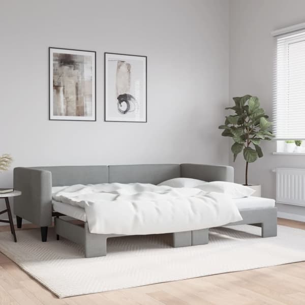 vidaXL daybed med udtræk 90x190 cm stof lysegrå