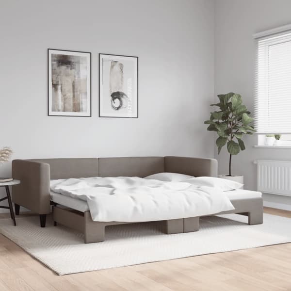 vidaXL daybed med udtræk 100x200 cm stof gråbrun