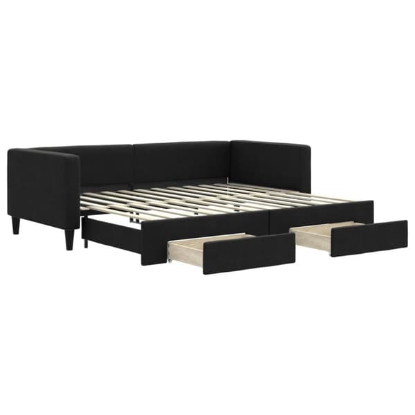 vidaXL daybed med udtræk og skuffer 80x200 cm stof sort