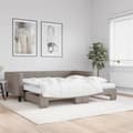 Miniatyrbillede 11 af 11: vidaXL daybed med udtræk og madras 100x200 cm stof gråbrun