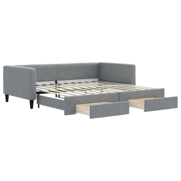 vidaXL daybed med udtræk og skuffer 100x200 cm stof lysegrå
