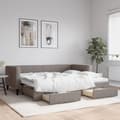 Miniatyrbillede 11 af 11: vidaXL daybed med udtræk og skuffer 90x200 cm stof gråbrun