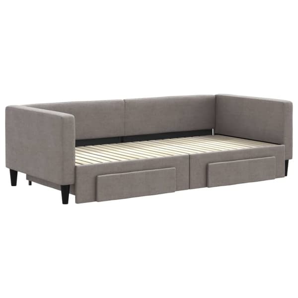 vidaXL daybed med udtræk og skuffer 90x200 cm stof gråbrun