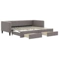 Miniatyrbillede 1 af 11: vidaXL daybed med udtræk og skuffer 90x200 cm stof gråbrun