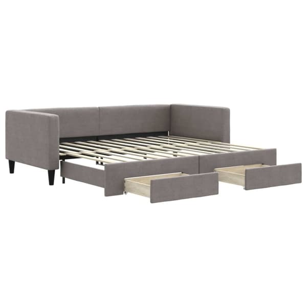 vidaXL daybed med udtræk og skuffer 90x200 cm stof gråbrun