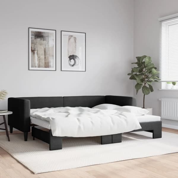 vidaXL daybed med udtræk 90x190 cm stof sort