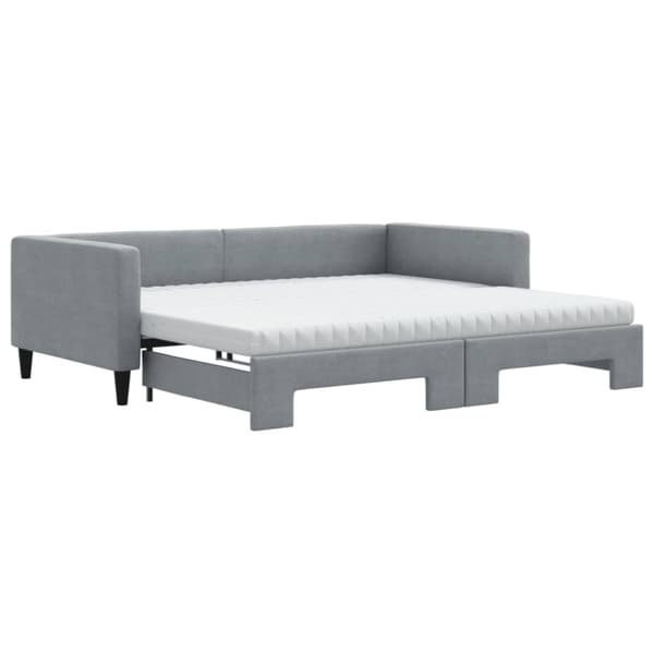 vidaXL daybed med udtræk og madras 100x200 cm stof lysegrå