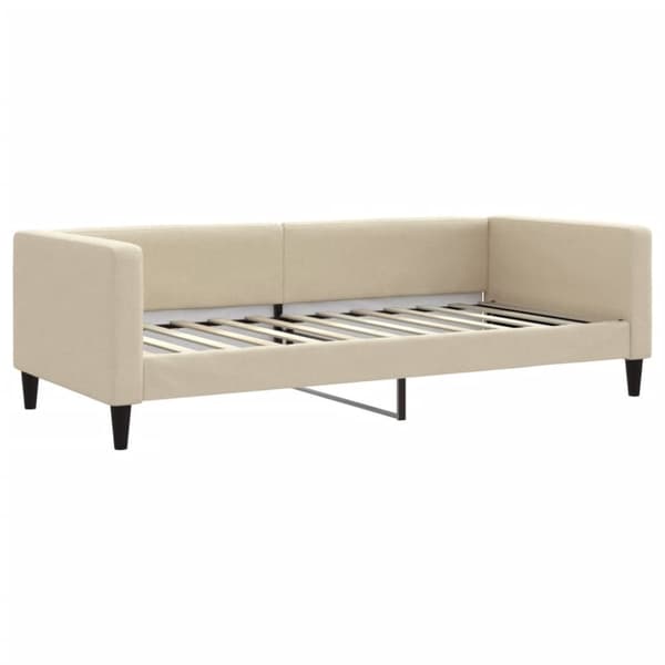 vidaXL daybed med udtræk og madras 90x200 cm stof cremefarvet