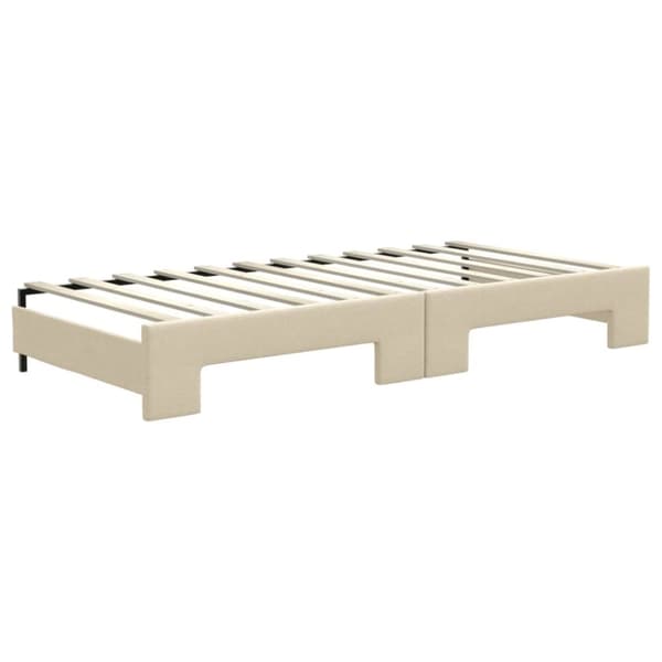 vidaXL daybed med udtræk og madras 90x200 cm stof cremefarvet