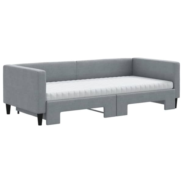 vidaXL Dagbädd med extrabädd och madrasser ljusgrå 90x190 cm tyg