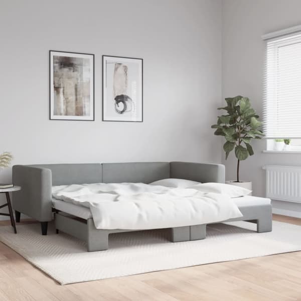 vidaXL Dagbädd utdragbar ljusgrå 100x200 cm tyg