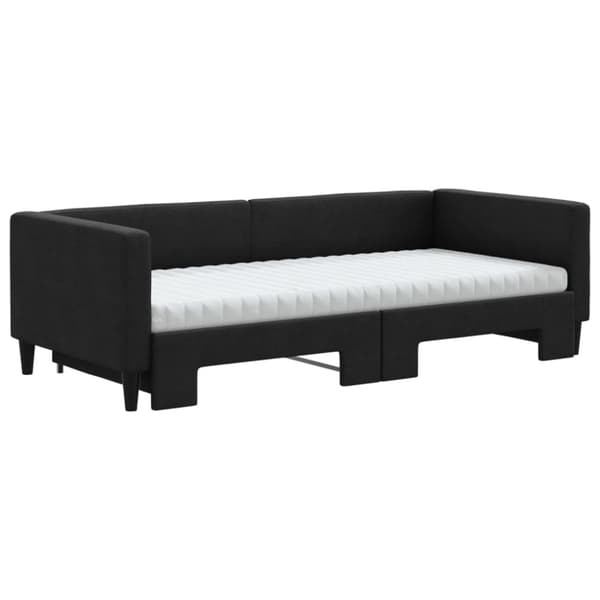 vidaXL Dagbädd med extrabädd och madrasser svart 90x190 cm tyg
