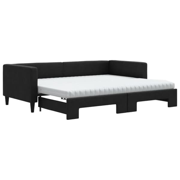 vidaXL Dagbädd med extrabädd och madrasser svart 90x190 cm tyg