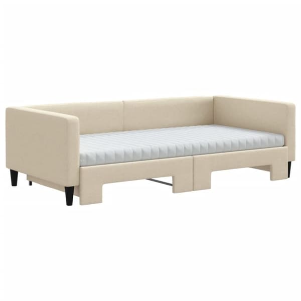 vidaXL daybed med udtræk og madras 100x200 cm stof cremefarvet