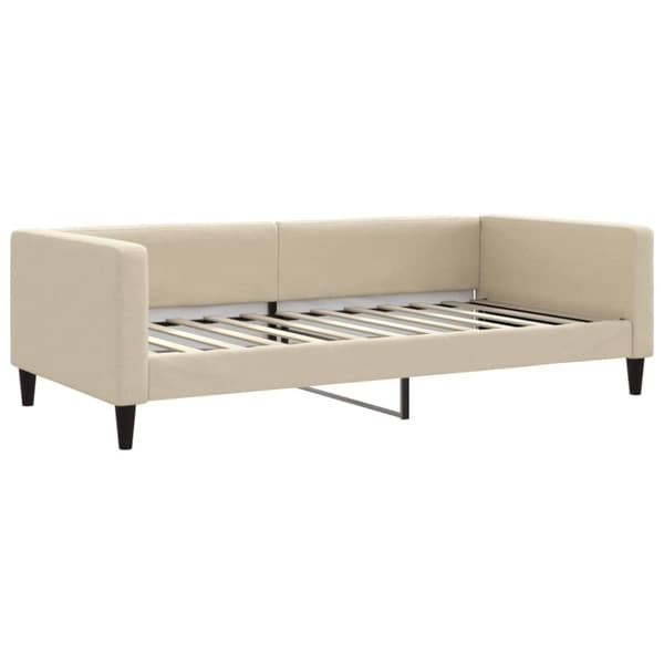 vidaXL Dagbädd med extrabädd och madrasser gräddvit 100x200 cm tyg