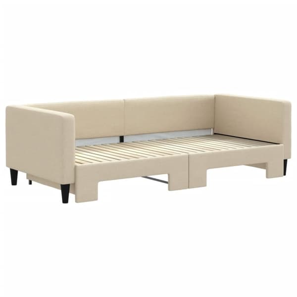 vidaXL Dagbädd utdragbar gräddvit 90x200 cm tyg