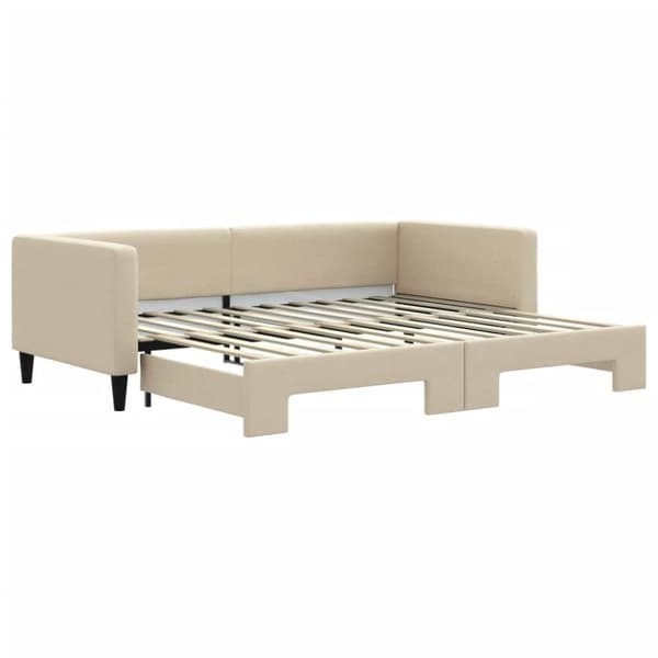 vidaXL Dagbädd utdragbar gräddvit 90x200 cm tyg