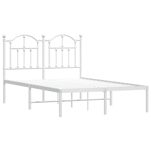 vidaXL Sengeramme i metall med hodegavl hvit 120x200 cm