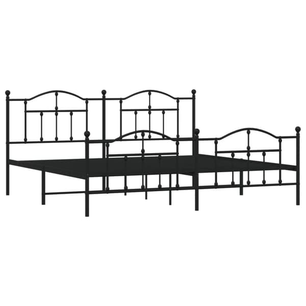 vidaXL sengeramme med sengegavl og fodgærde 200x200 cm metal sort