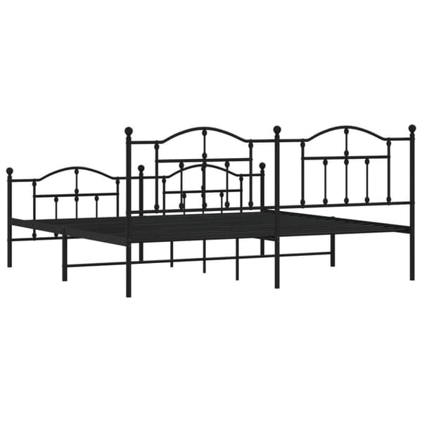 vidaXL sengeramme med sengegavl og fodgærde 200x200 cm metal sort