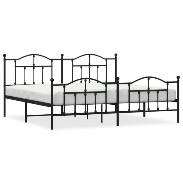 vidaXL sengeramme med sengegavl og fodgærde 200x200 cm metal sort