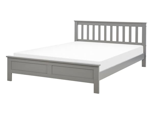 Parisänky harmaa mänty 140 x 200 cm sängynpääty sälepohja minimalistinen skandinaavinen