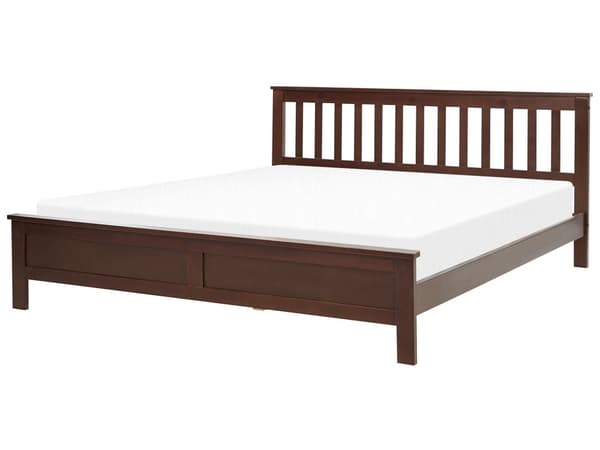 Parisänky tumma puu mänty 180 x 200 cm sängynpääty sälepohja minimalistinen skandinaavinen