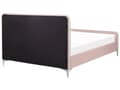 Miniatyrbilde 6 av 10: Dobbeltseng Rosa Fløyel 140 x 200 cm Sengegavl Metallben Moderne design Sengeramme Soverom