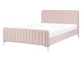 Miniatyrbilde 1 av 10: Dobbeltseng Rosa Fløyel 140 x 200 cm Sengegavl Metallben Moderne design Sengeramme Soverom