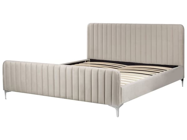 Dobbeltseng Taupe Fløyel 180 x 200 cm Sengegavl Metallben Moderne design Sengeramme Soverom