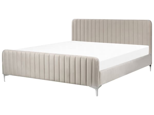 Dobbeltseng Taupe Fløyel 180 x 200 cm Sengegavl Metallben Moderne design Sengeramme Soverom