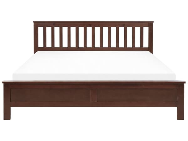 Seng med ramme mørkt træ træramme 180 x 200 cm lavt hovedgærde minimalistisk traditionelt design