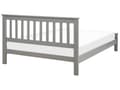 Miniatyrbillede 5 af 11: Seng med ramme grå træramme 140 x 200 cm lavt hovedgærde minimalistisk traditionelt design
