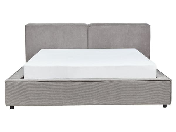 Dobbeltseng Grå Polyester Stof 160 x 200 cm Moderne To Mands Sengestel Blød Sengegavl Seng Retro Sengeramme Design